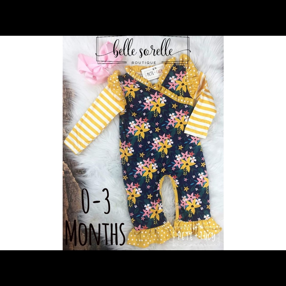 Navy & Yellow Infant Romper